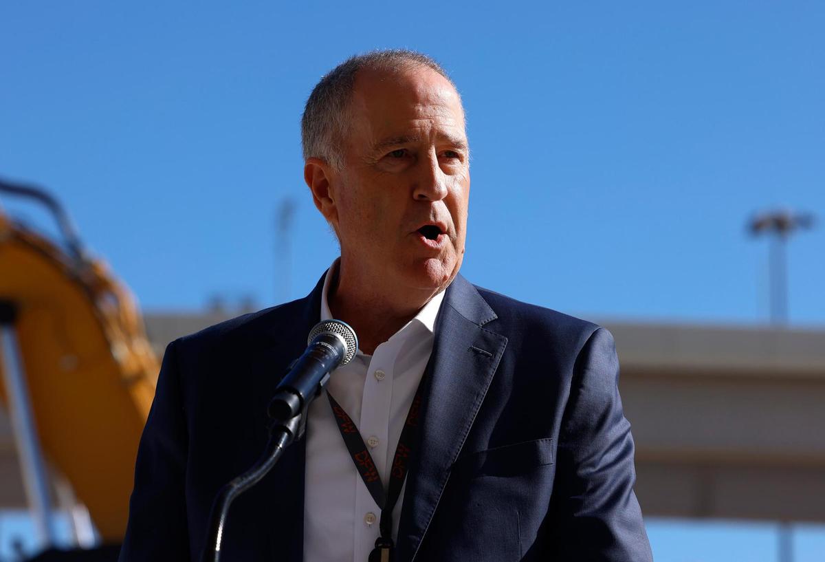 Dallas-Fort Worth International Airport CEO Sean Donohue speaks at the ceremonial groundbreaking for Terminal F on Tuesday, Nov. 19, 2024. The new terminal will feature 15 gates and is anticipated to be completed in 2027.