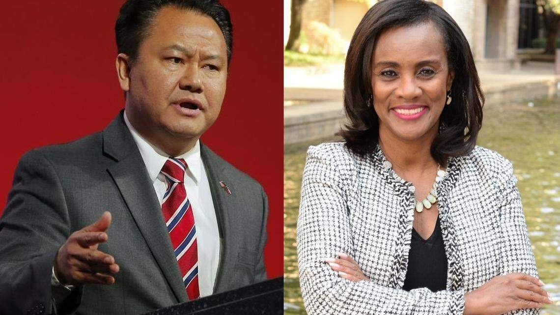 Andy Nguyen, left, and Alisa Simmons are candidates for the Precinct 2 seat on the Tarrant County Commissioners Court.