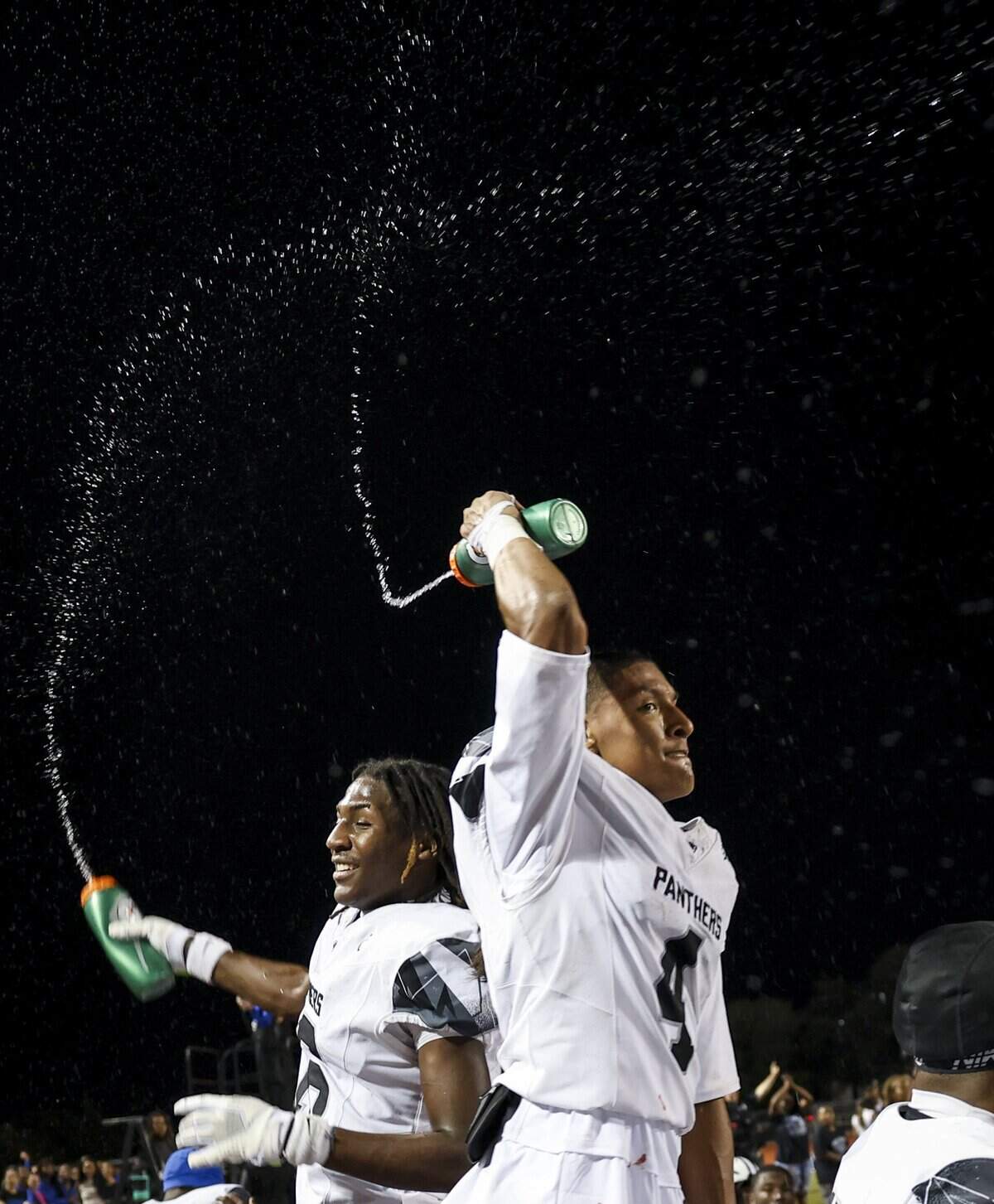 North Crowley celebrates during the second half of the game as they defeat Waxahachie on Friday, Oct. 9, 2026, at Stuart B. Lumpkins Stadium in Waxahachie.