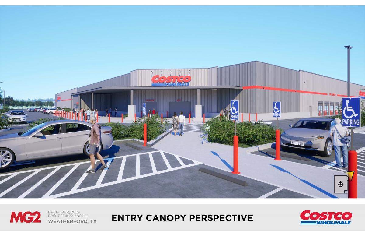 A rendering of what Costco Wholesale’s Weatherford location is expected to look like.