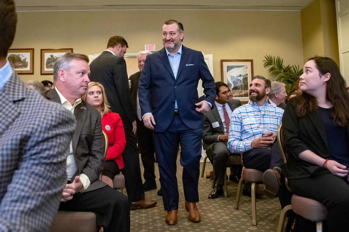 Senator Ted Cruz greets people before giving a speech to members of Fort Worth’s Chamber of Commerce at the Fort Worth Club on Wednesday, April 5, 2023. Cruz emphasized how to bring and retain jobs in the Texas.