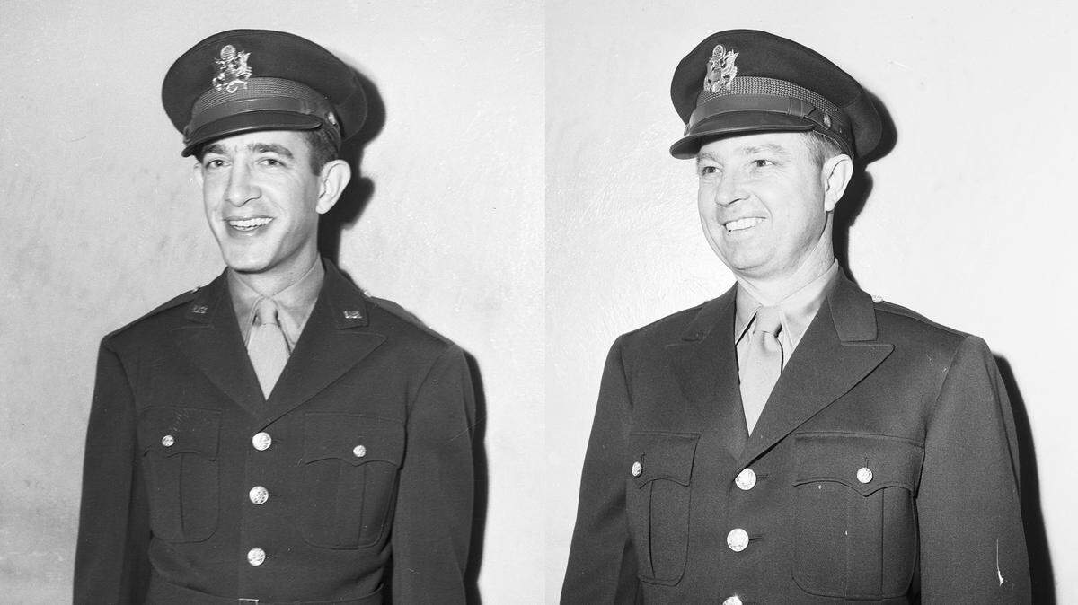 Stanley Gunn, left, and Flem Hall, shown here in separate photos, were war correspondents for the Fort Worth Star-Telegram during the latter part of World War II. Gunn died after being injured by a Japanese bomb in the Philippines.