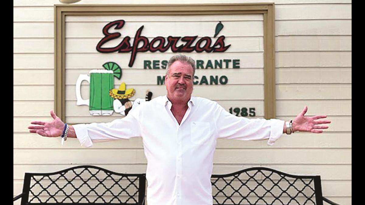 Steve Brown, the founder of Grapevine’s Esparza’s Restaurante Mexicano, poses outside the restaurant. Brown died June 28.