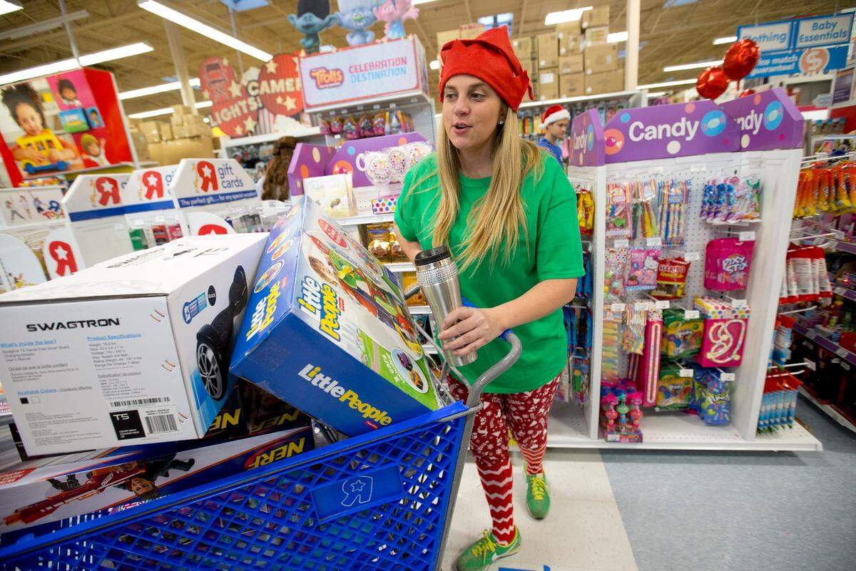 2016: Nicole Carney of Colleyville dressed up to shop with family members as Toys R Us kicked off Black Friday sales by actually opening doors at 5 p.m. Thursday, November 24, 2016.