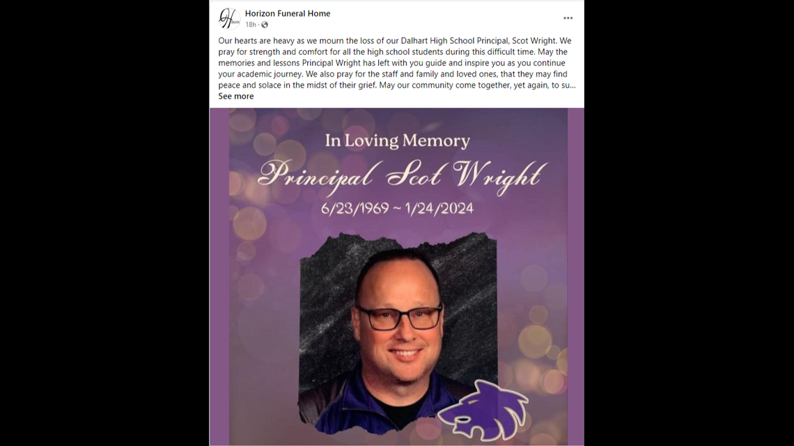 A head-on collision with a semi-truck killed the principal while he was on his way home from a basketball game, the superintendent said. 