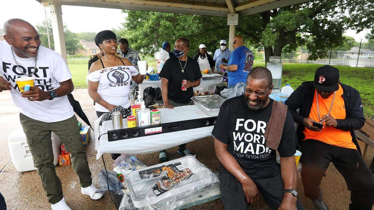 Marcus Graves, second from right, organized a reunion at the Hillside Community Center for all friends he spent his childhood with in the neighborhood.