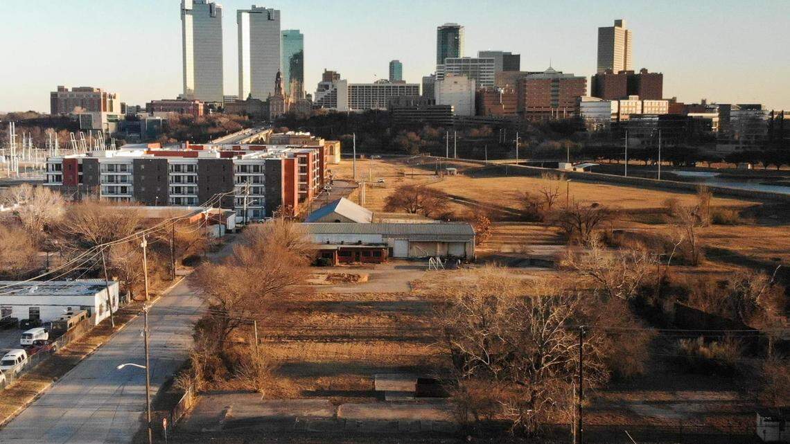 Empty lots and the newly built Encore apartments dot the area that is part of the 800-acre Panther Island project. The Trinity River bypass channel project is set to receive $403 million from the U.S. Army Corps of Engineers and the project could be completed within six years.