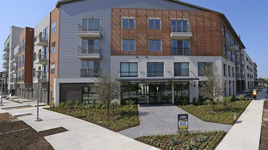 The exterior of The Lofts at Alta Leftbank off West 7th in Fort Worth.