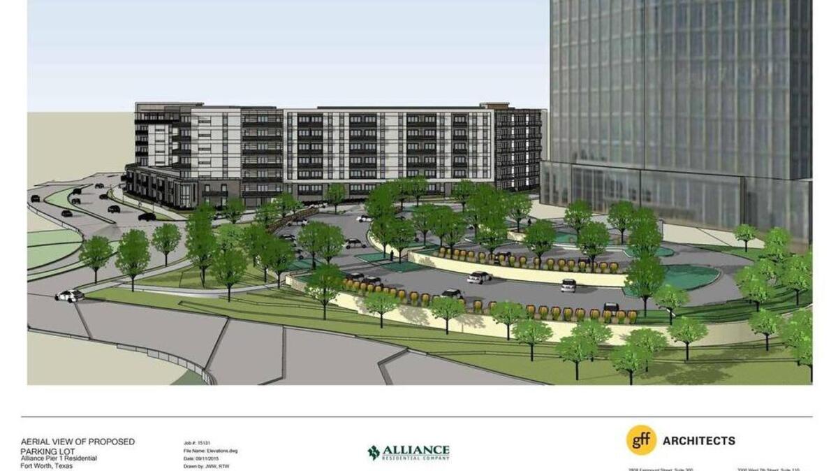 
Apartment complex planned adjacent to Pier 1 Imports Building in Fort Worth. 
