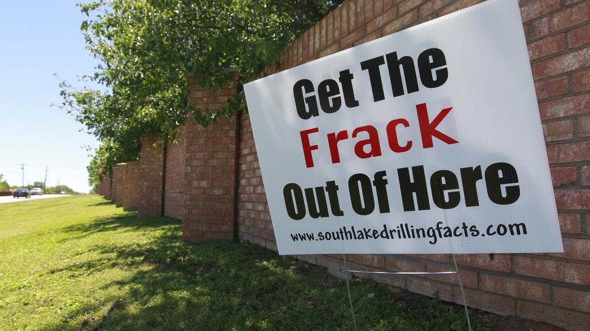 Grassroots efforts fought fracking in Southlake in 2011. This is one of the protest signs they distributed.