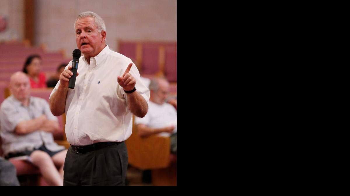 
Oklahoma State District Judge Jon Parsley Tuesday lifted the prohibition against Dan McDonald sending out mass mailers, buying newspaper ads or conducting public meetings where he challenges a $119 millon settlement of a class action lawsuit against Chesapeake Energy. McDonald speaks at the Genesis United Methodist Church in Fort Worth in August about his lawsuits against Chesapeake.

