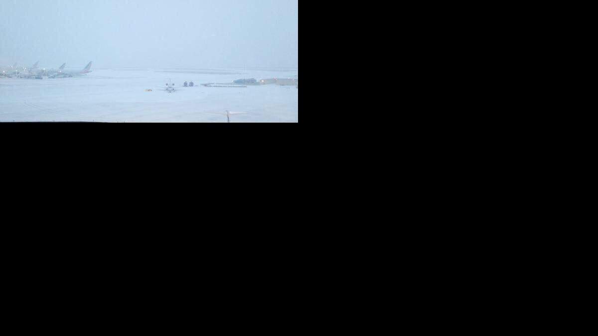 
More than half of the scheduled flights out of Dallas/Fort Worth Airport were canceled on Monday as a sleet and ice storm hit North Texas.
