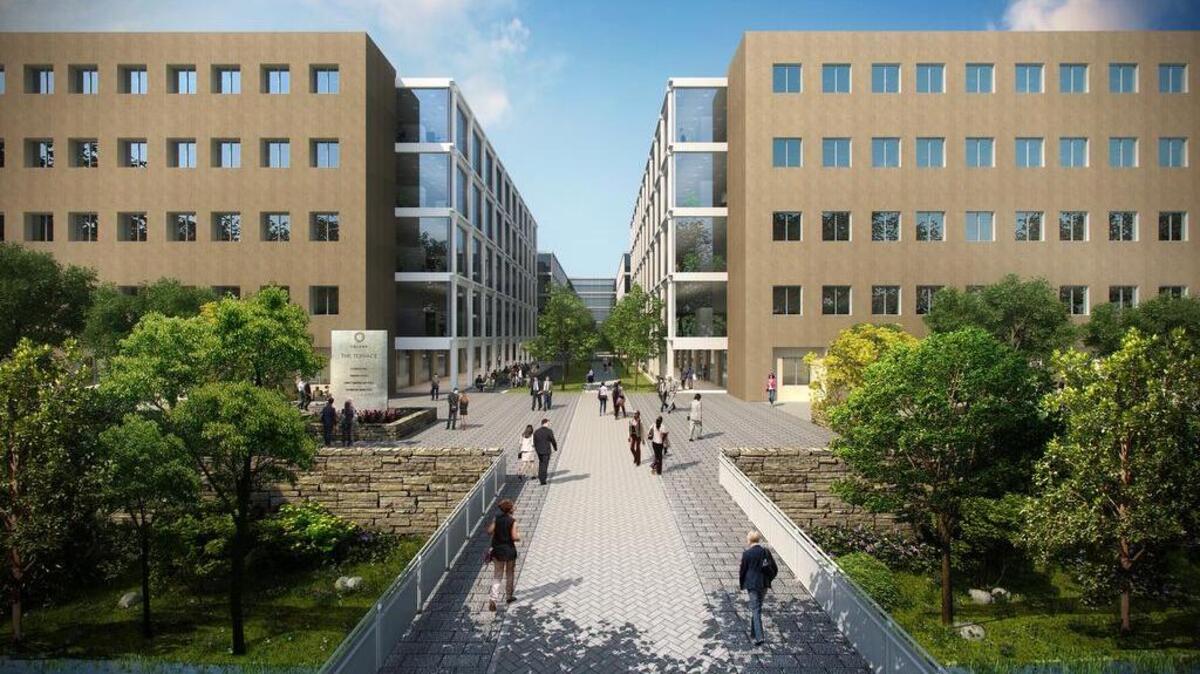 
Solana rendering of Terrace East Entry. The business park is undergoing a renovation. TD Ameritrade is under contract to buy 78 acres in a vacant, former section of Solana for a regional office.
