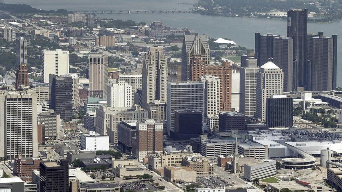 Detroit, showing its skyline from 2013, was once the fourth largest city by population and wealthiest by income per capita, 24.7wallst.com writes to underscore how far a once-proud city has fallen.