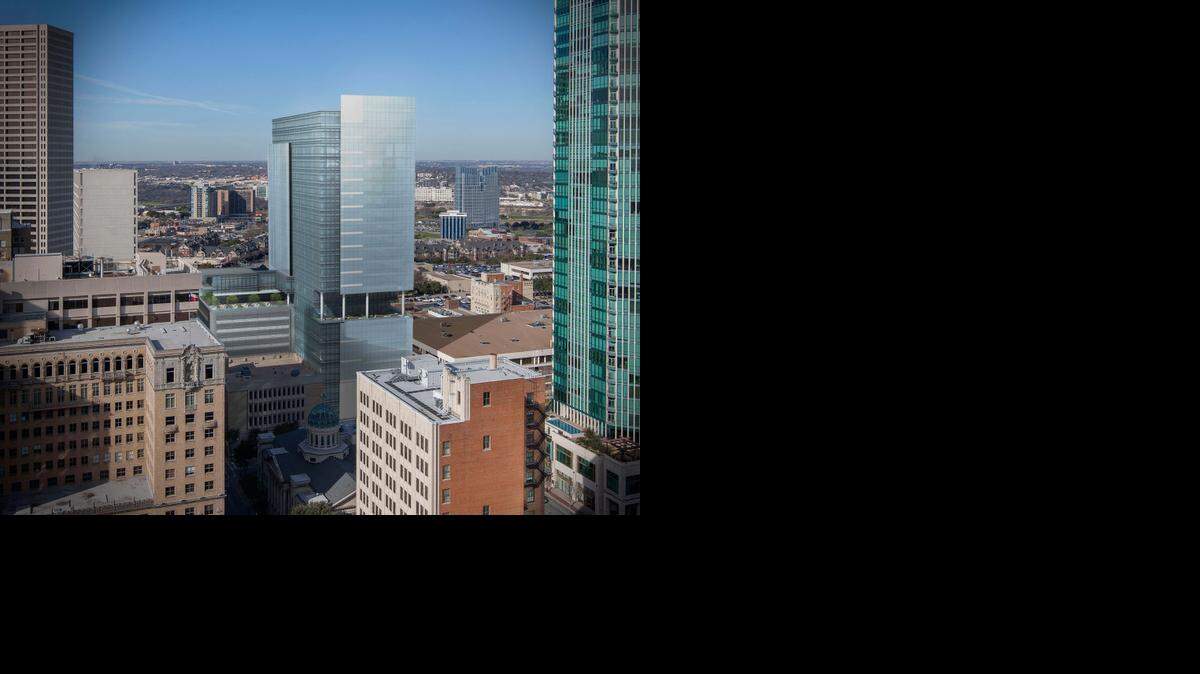 
Architectural rendering of the planned 26-story office building by Jetta Operating in downtown Fort Worth.
