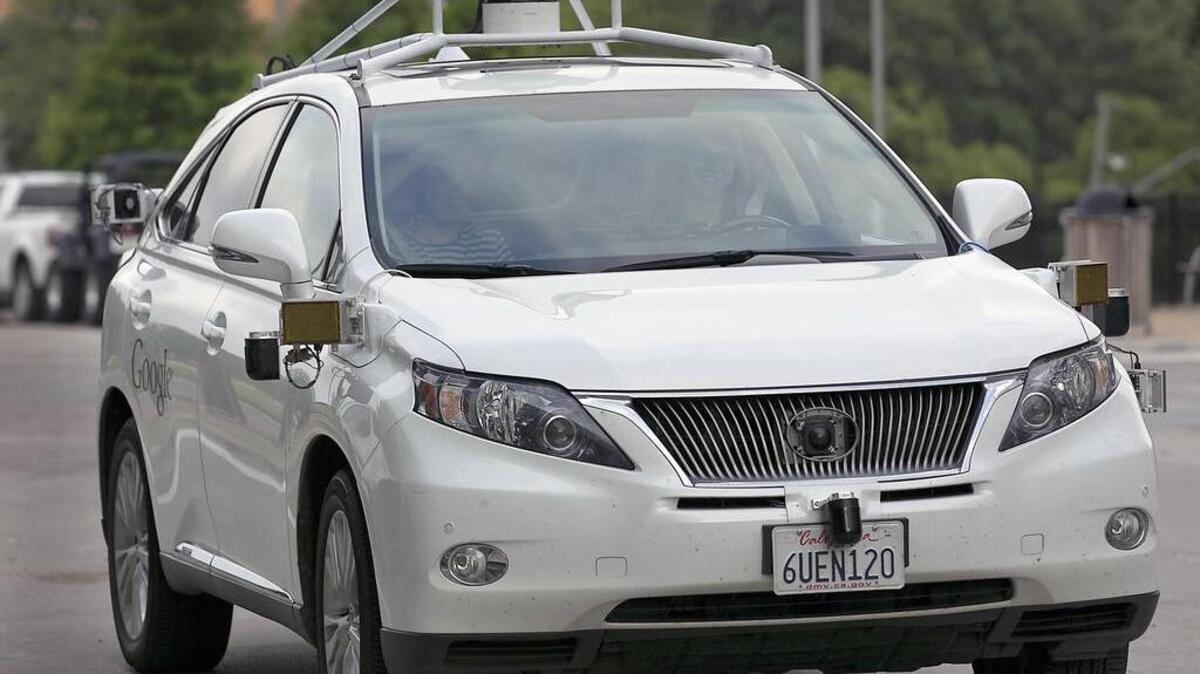 In this 2015 photo, a Google self-driving SUV is viewed in Austin, Texas. Over the summer, Google expanded its road testing from Silicon Valley to Texas, where state law would not prohibit cars without pedals and a wheel.