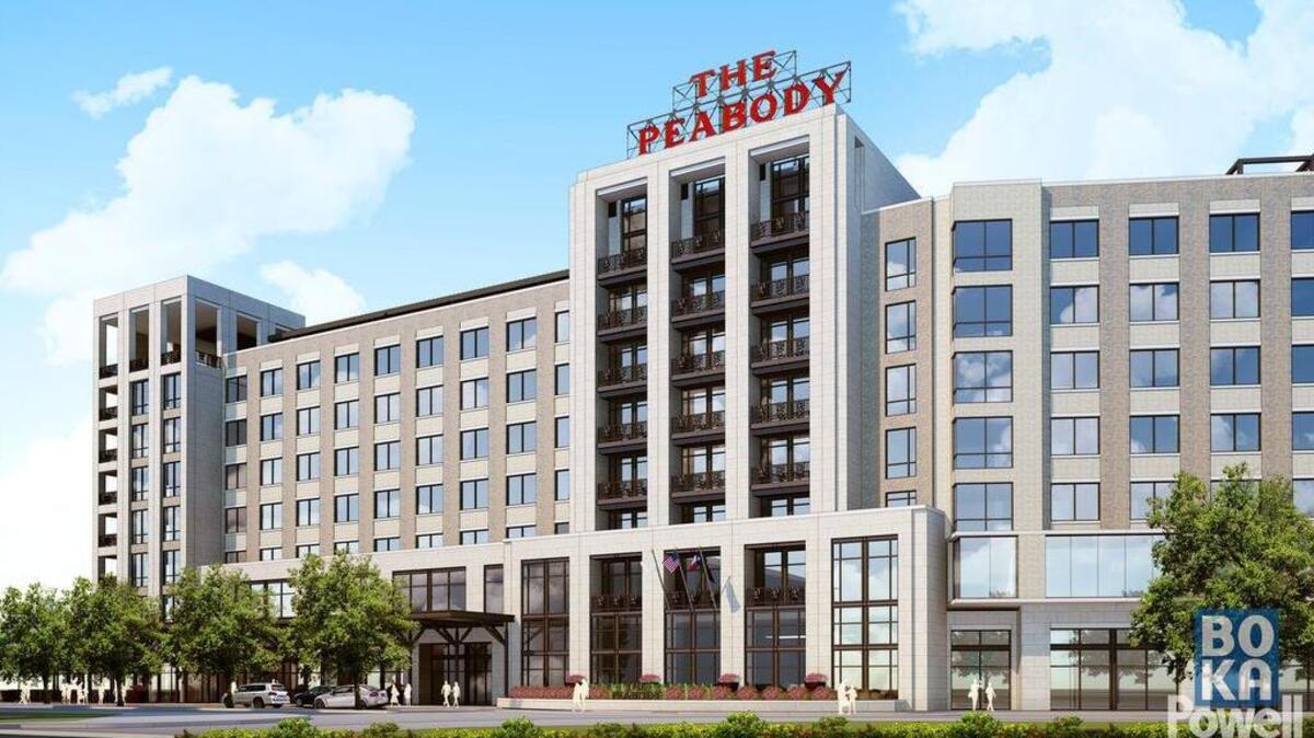 An artist rendering of the eight-story Peabody Hotel proposed for downtown Roanoke.