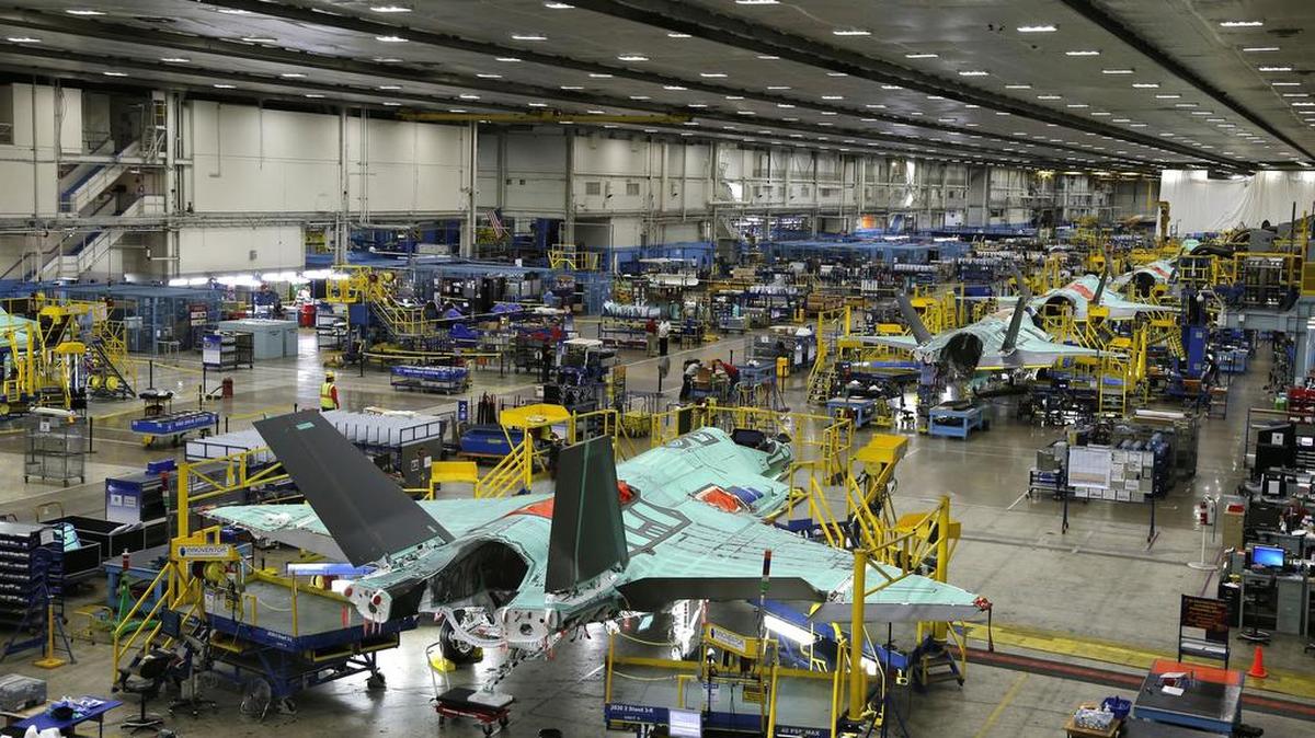 F-35s moving down the assembly line at Lockheed Martin Aeronautics in Fort Worth.