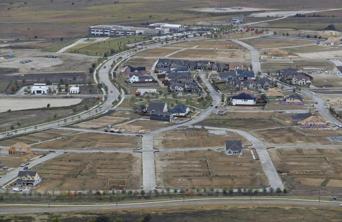 An aerial view of the Walsh development west of Forth Worth.