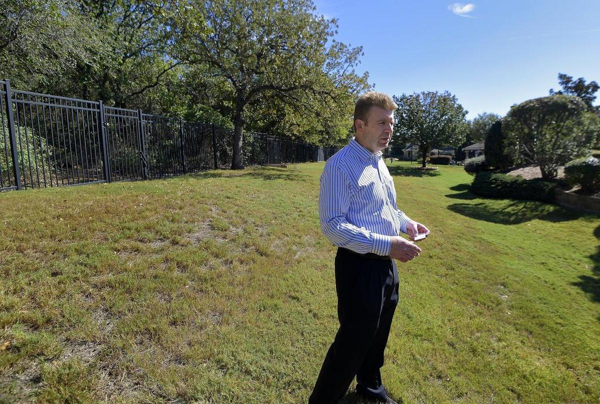 Westlake resident Neil McNabnay talks about his opposition to a proposed zoning change in his neighborhood in Westlake. The Westlake town council last week rejected a plan to build 56 houses, a plan opposed by more than 100 neighbors.