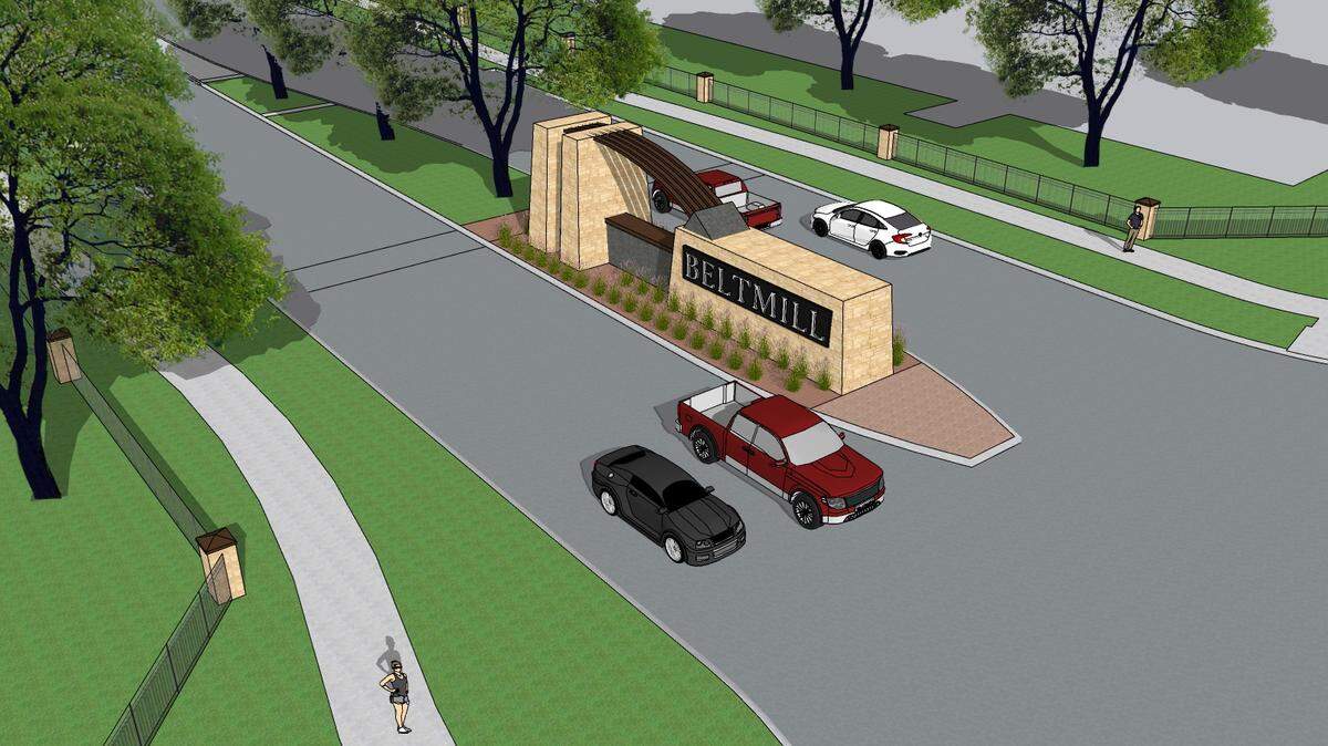 A rendering shows how the entrance to the Beltmill development will look in Saginaw.