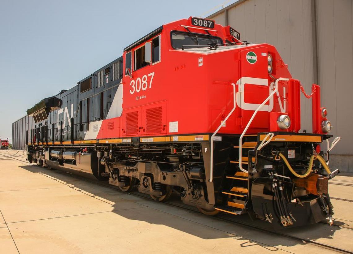 An example of an energy efficient Tier 4 locomotive built by General Electric for Canadian National Railway.