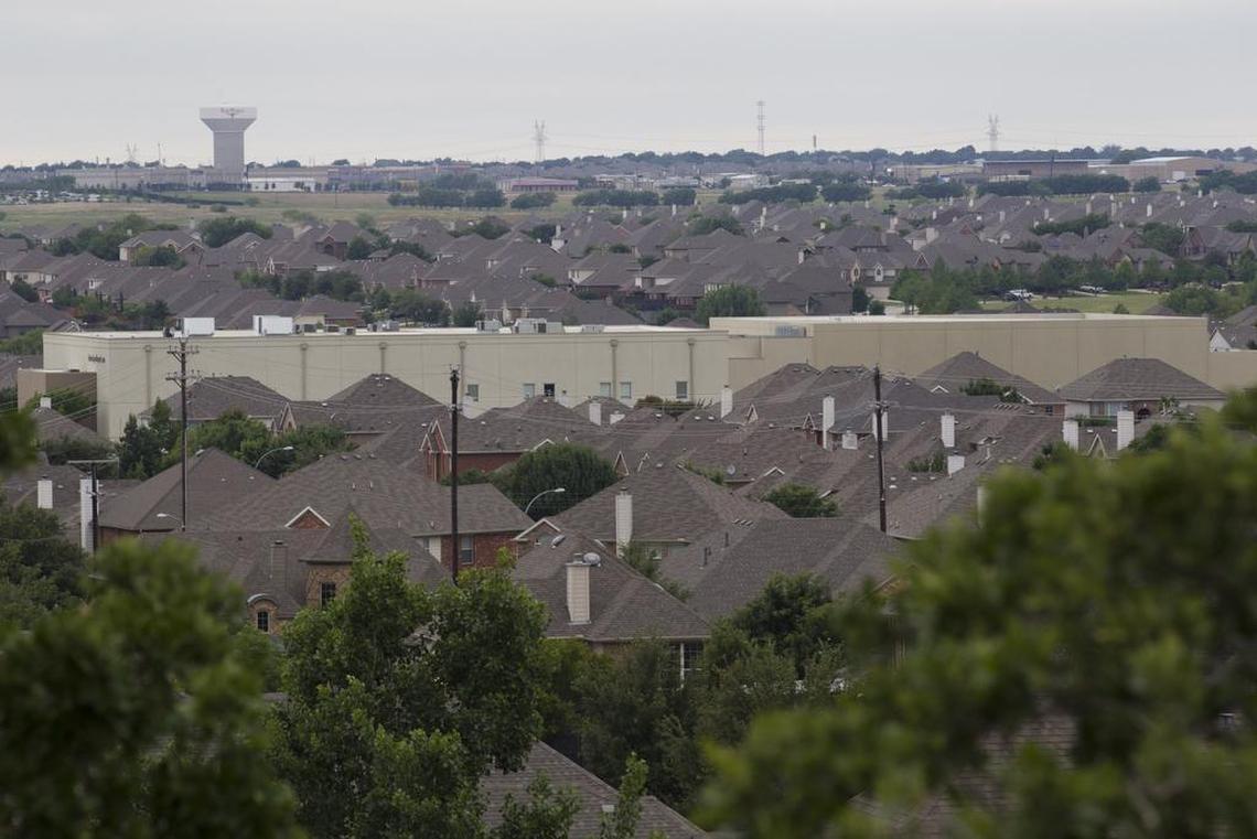 Texas added nearly 400,000 residents to its population during the past year, the most of any state. The growth has led to the construction of many sprawling suburban neighborhoods, such as this one shown in 2016.