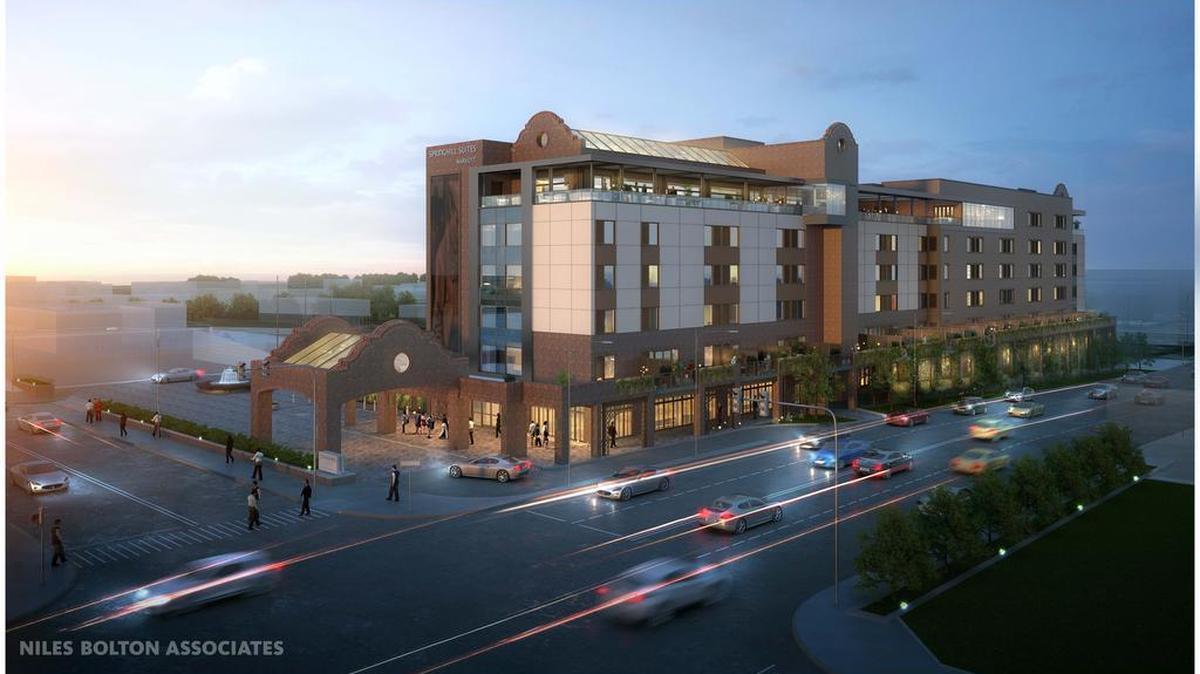 Artist rendering of planned Springhill Suites hotel in the Fort Worth Stockyards.