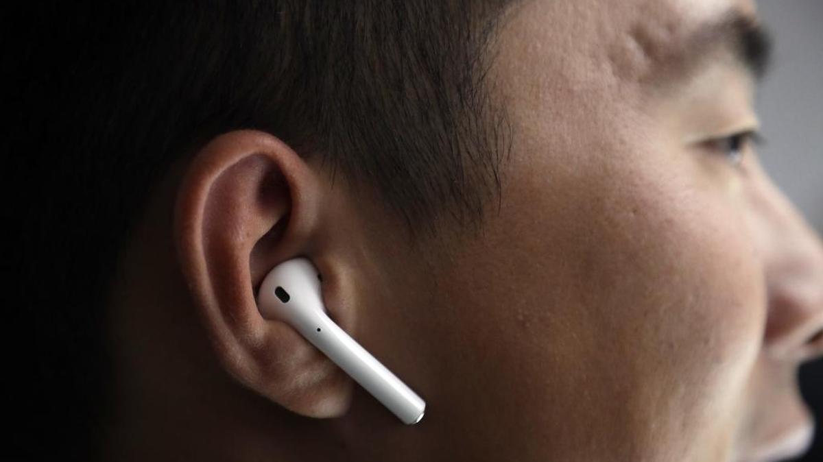The new Apple AirPods were demonstrated at an event.
