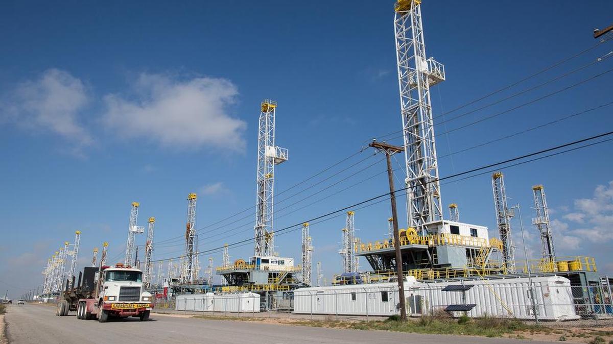 Drilling rigs sitting idle in Odessa earlier this year.