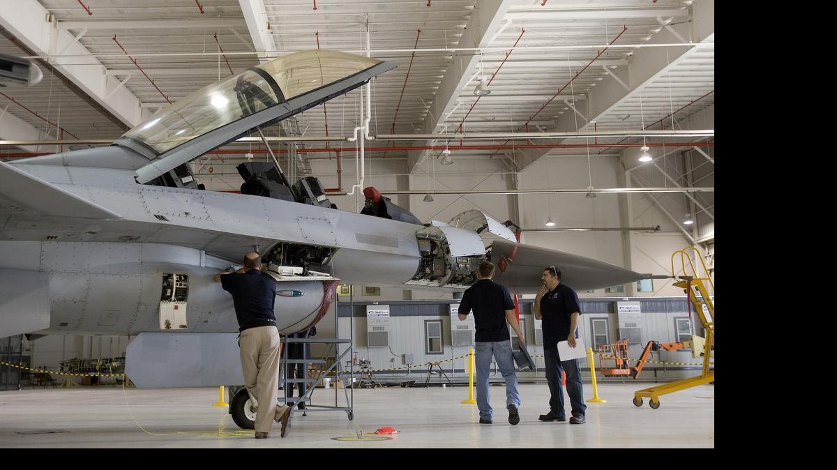 
An F-16 fighter jet from South Korea sitting in the BAE Systems hangar at Alliance Airport in 2014. South Korea canceled its program with BAE last year. Now Lockheed Martin has won U.S. government approval for the upgrades. 
