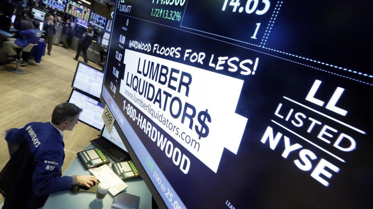Shares of Lumber Liquidators Holdings Inc. slid $2.81, or 19.8 percent, on the news of a CDC report on the cancer causing aspects of some of its products.