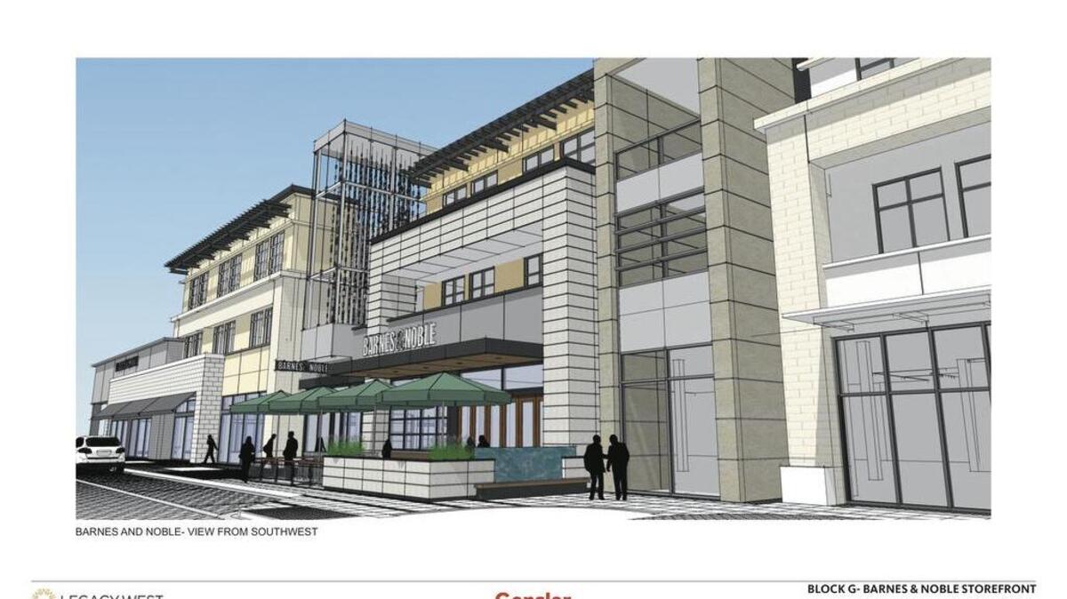 A preliminary rendering of the Barnes & Noble “concept store” coming in 2017 to Legacy West in Plano
