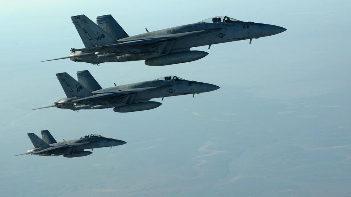 Canada plans to buy 18 Boeing Super Hornets similar to these U.S. Navy F-18E Super Hornets on a mission over northern Iraq.