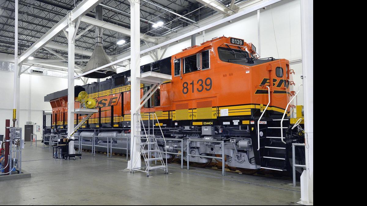 
GE Transportation builds locomotives for BNSF and other railroads at plant near the Texas Motor Speedway. 
