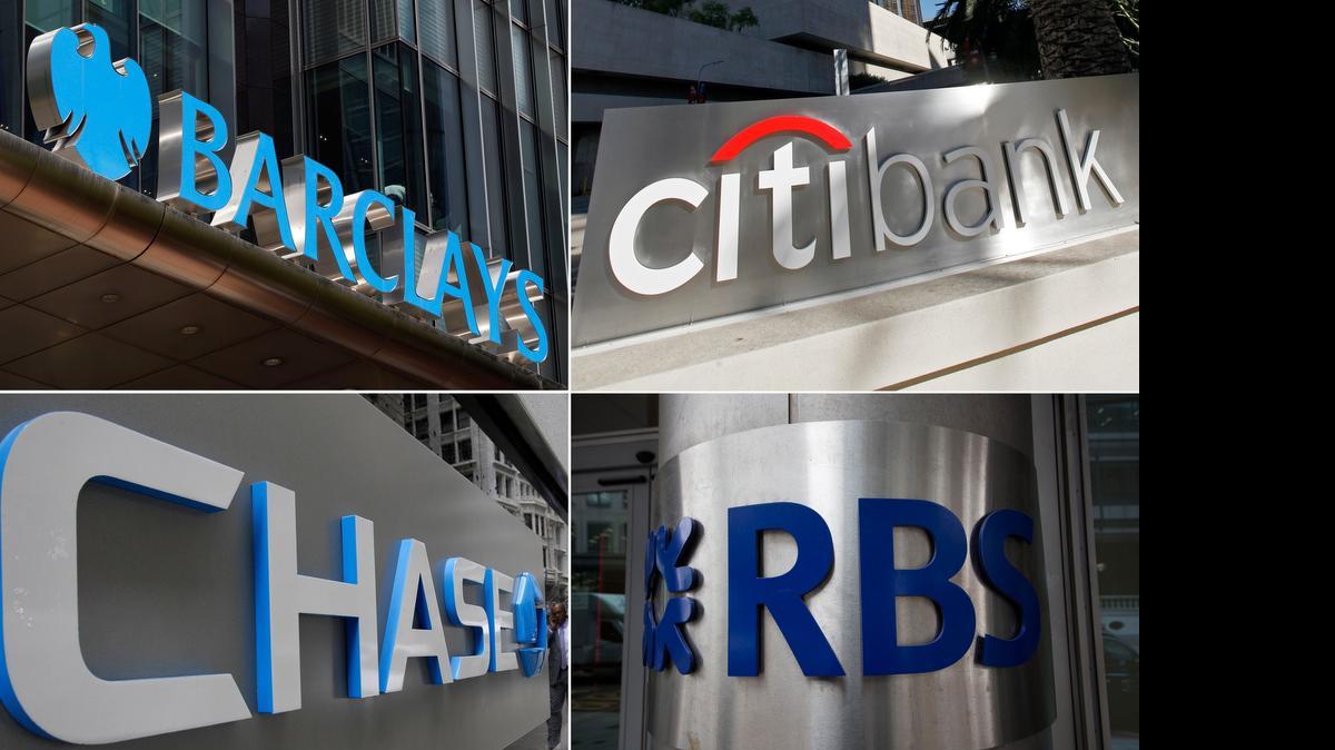 
 Barclays, Citigroup, JPMorgan Chase, and the Royal Bank of Scotland, that will pay $2.5 billion in fines and plead guilty to criminally manipulating global currency market going back to 2007. 

