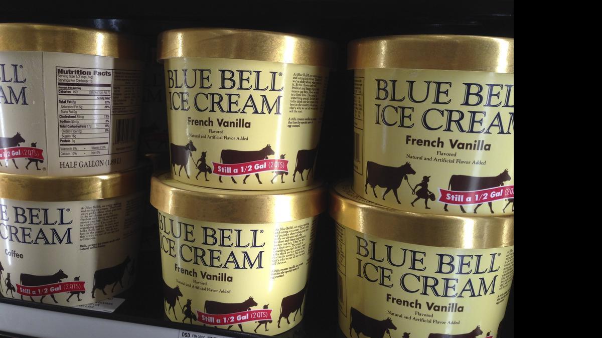 
Blue Bell ice cream rests on a grocery store shelf in Lawrence, Kansas. In the wake of a deadly listeria outbreak in ice cream, the Justice Department is warning food companies that they could face criminal and civil penalties if they poison their customers.

