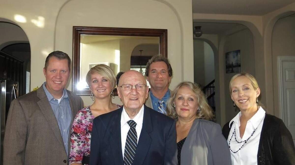 Larry Swindell with his five children before his induction in the Texas Literary Hall of Fame in 2014.