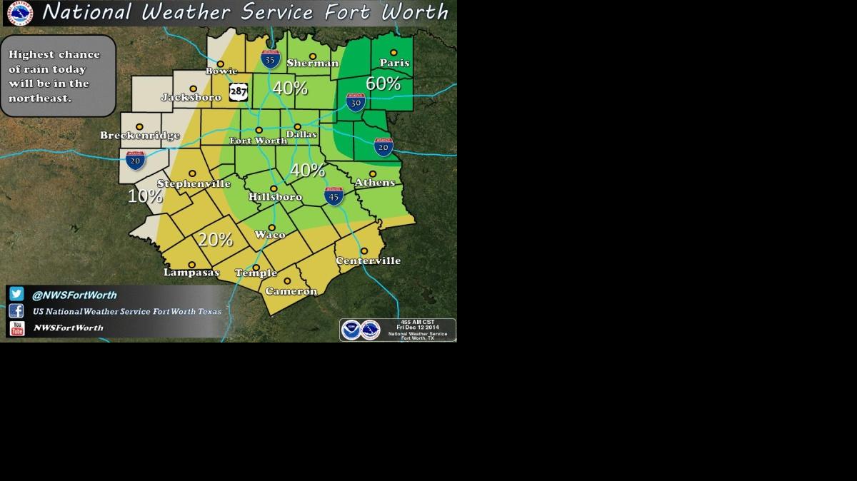 
Holiday shoppers may have to contend with the rain on Friday.
