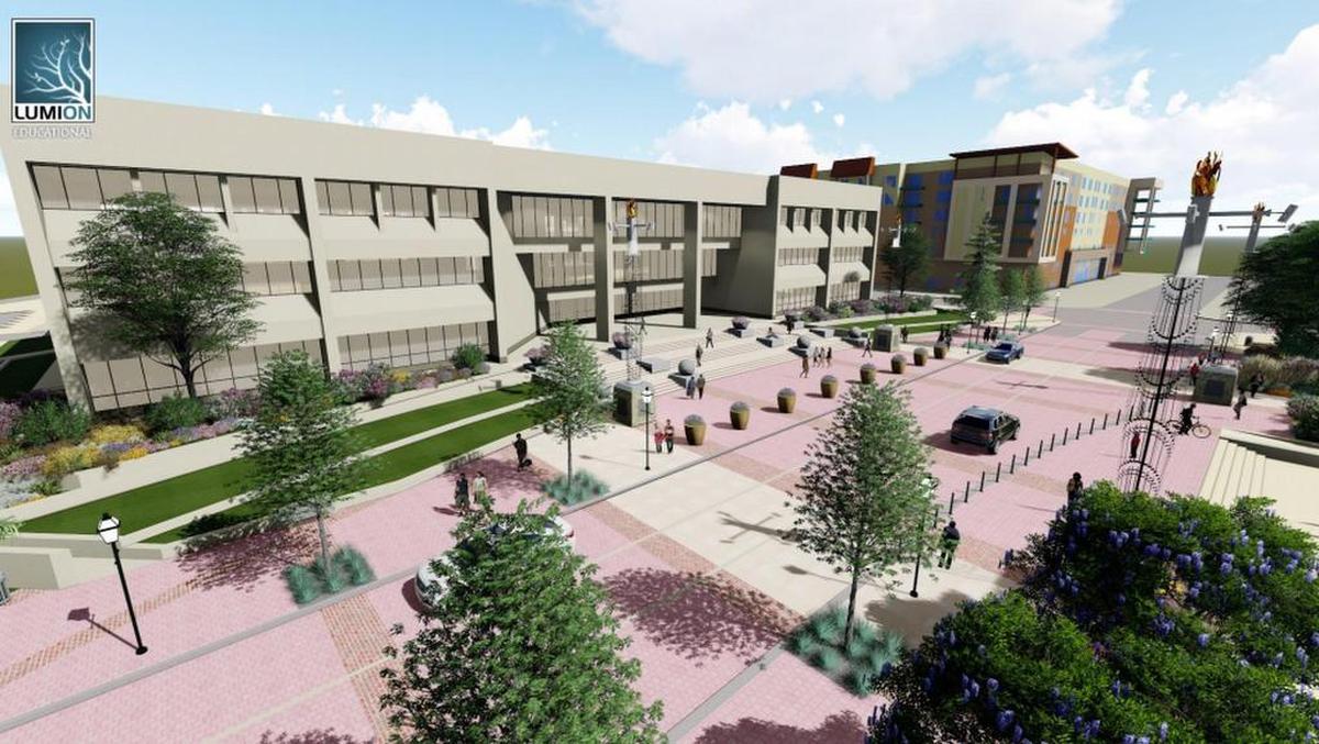 An artist’s rendering of the revamped Abram Street in downtown Arlington. The project is scheduled to begin in February.