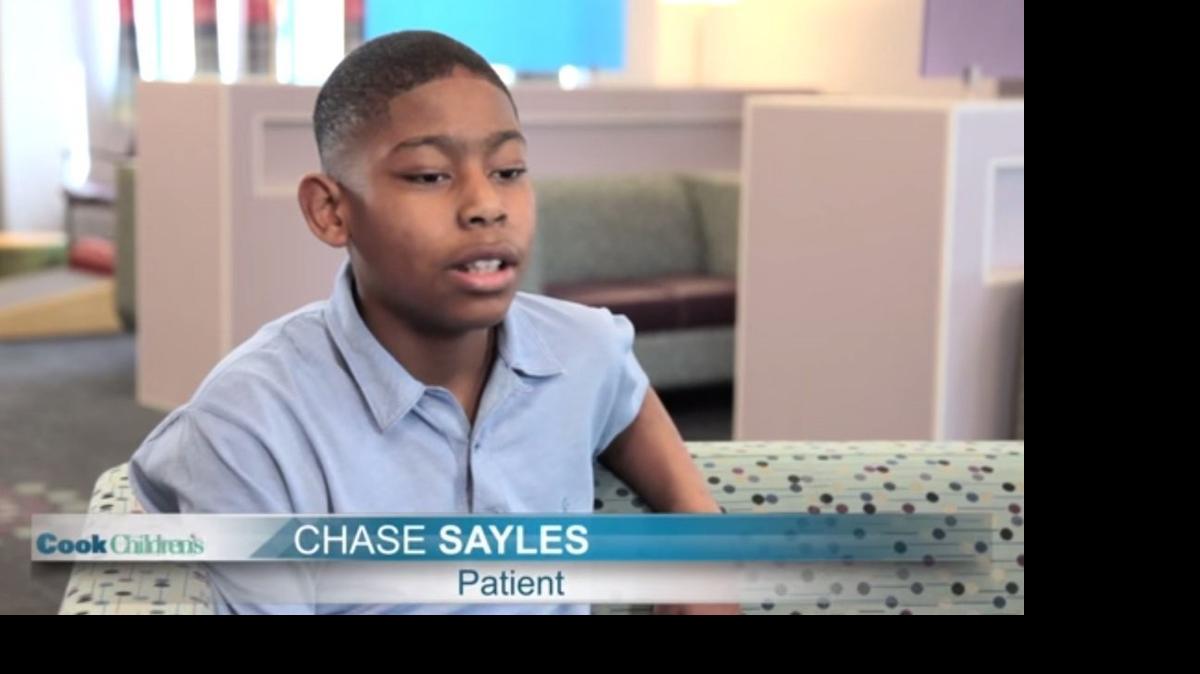 
Chase Sayles, at age 12, was featured in a video about his heart defect and the treatment he received by Cook Children’s.
