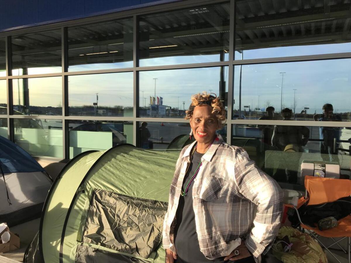 CharlesEtta Young of Desoto was the first in line at the Ikea Grand Prairie store. The first 47 in line get a free sofa.
