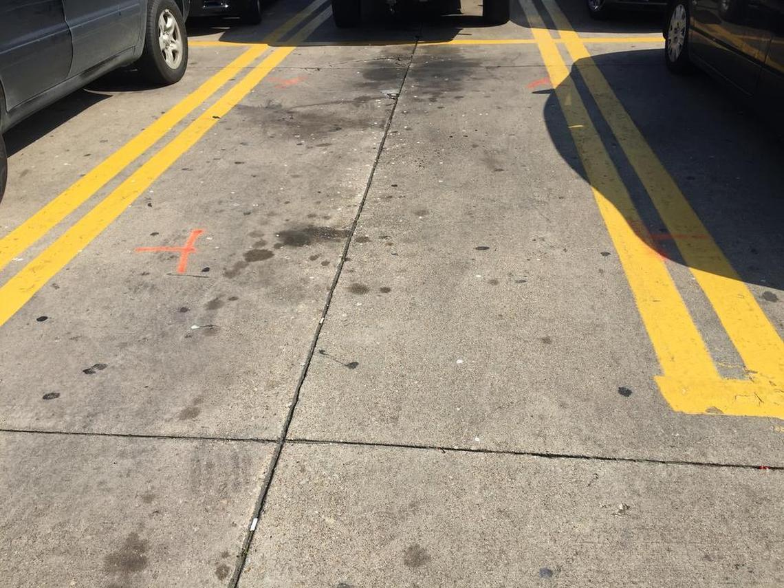 This parking spot at a Bedford grocery store was where a man was gunned downed in January, apparently over dinging someone else’s car door.