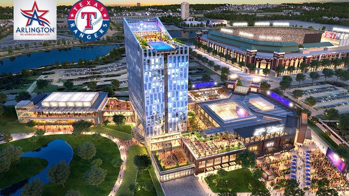 A 300-bed hotel and 35,000 feet of convention space highlight a $200 million development collaboration that the city of Arlington and the Texas Rangers are considering, according to city officials.