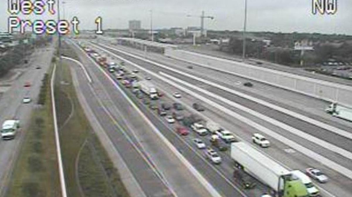 I-30 traffic remained backed up at 10 a.m. after a rush-hour crash killed one in Arlington.