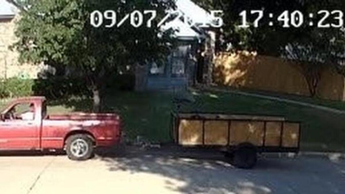 
A red pick with a trailer was caught on camera pulling up and the wheelchair soon vanishing.
