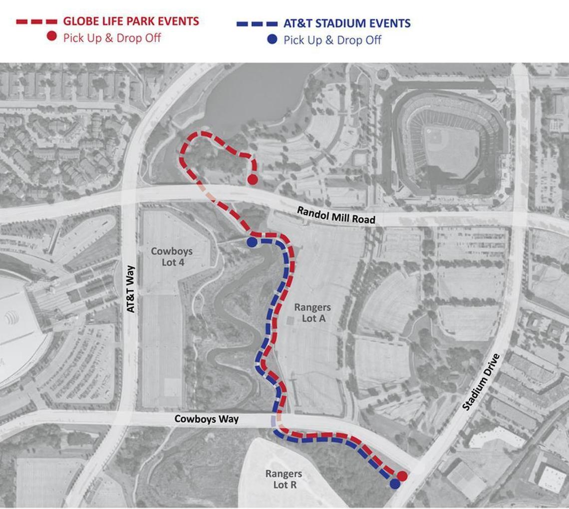 Milo, Arlington’s self-driving shuttle, will ferry fans closer to events held at AT&T Stadium and Globe Life Park. It will not run on city streets.