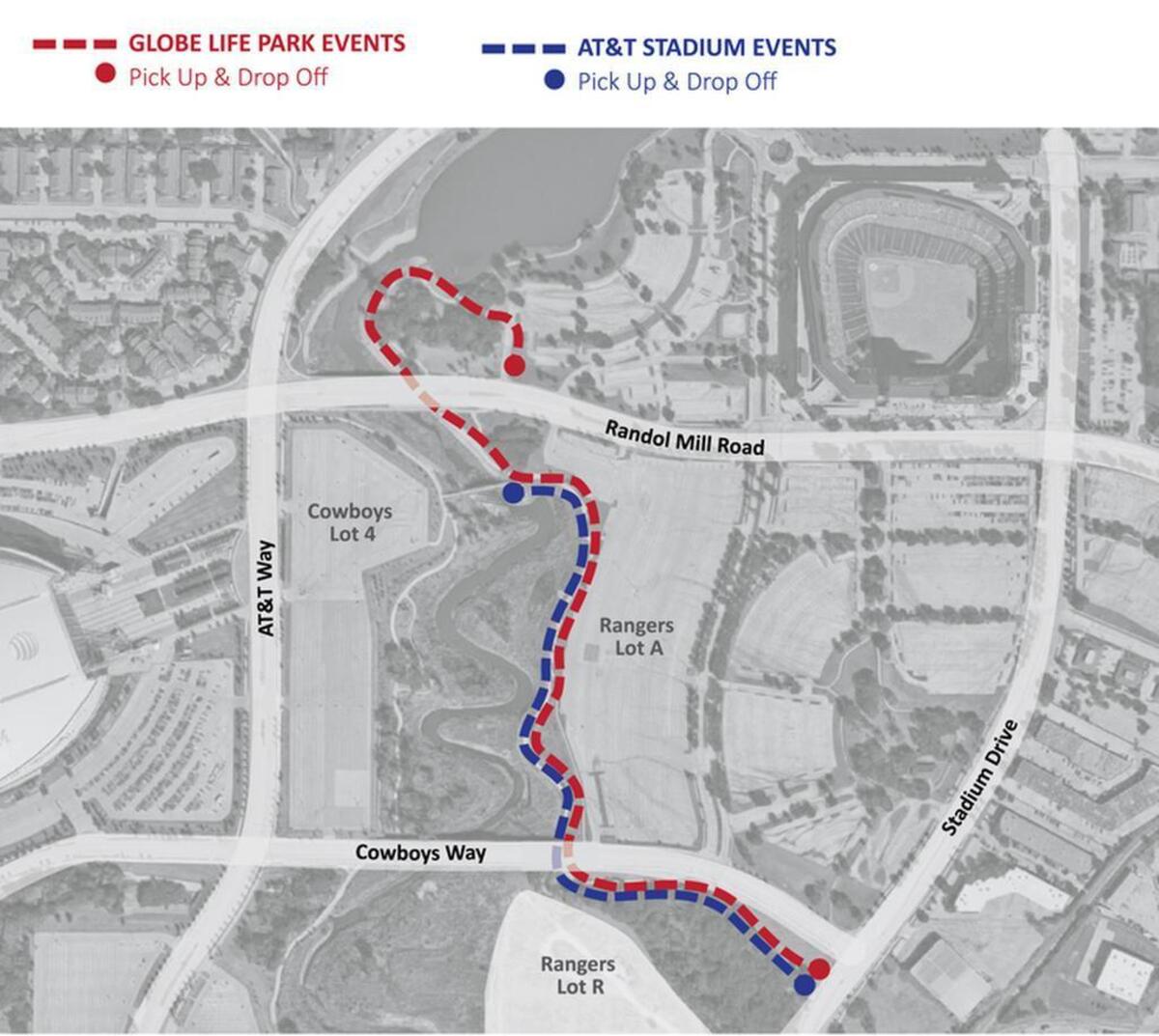 Milo, Arlington’s self-driving shuttle, will ferry fans closer to events held at AT&T Stadium and Globe Life Park. It will not run on city streets.