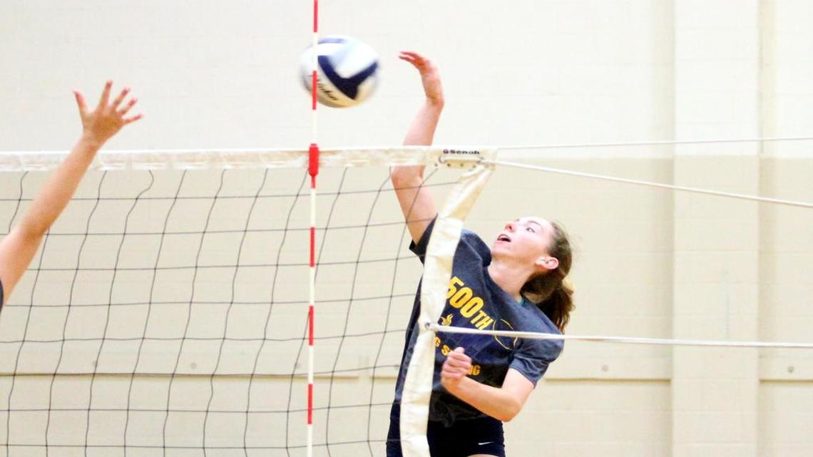 Allyssa Hamlin hits in volleyball practice on Aug. 1 at Lamar High School.