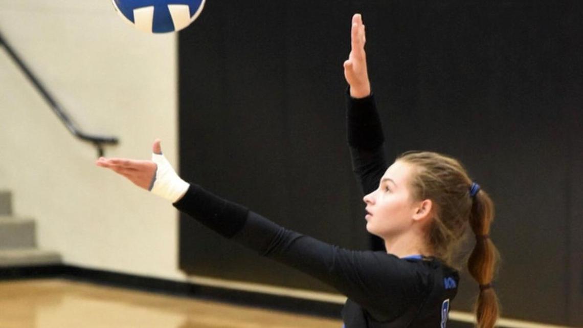 Paige Flickinger is contributing to the Nelson volleyball squad at just age 14.